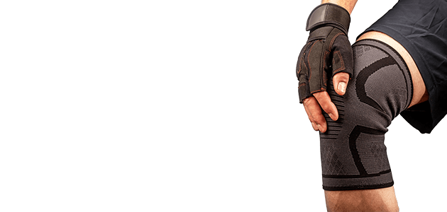 knee pain gym trauma athlete painful meniscus banner with background